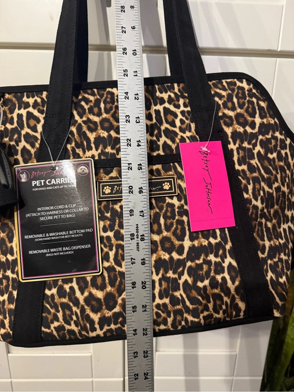 NEW Betsey Johnson TSA APPROVED Leopard Print Pet Carrier Tote up to 16 lbs